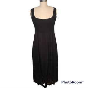 Kristensen Du Nord black 100% silk midi length square neckline dress